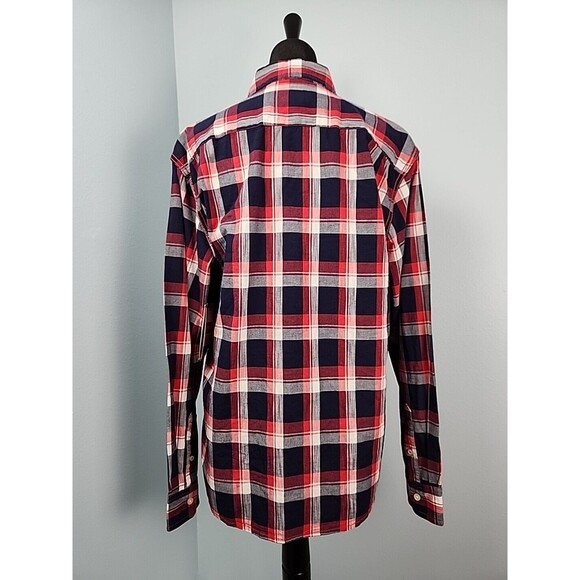 NWT Wrangler Slim Fit Flex Mens Long Sleeve Plaid Shirt Large Button Down Untuck - Picture 6 of 11